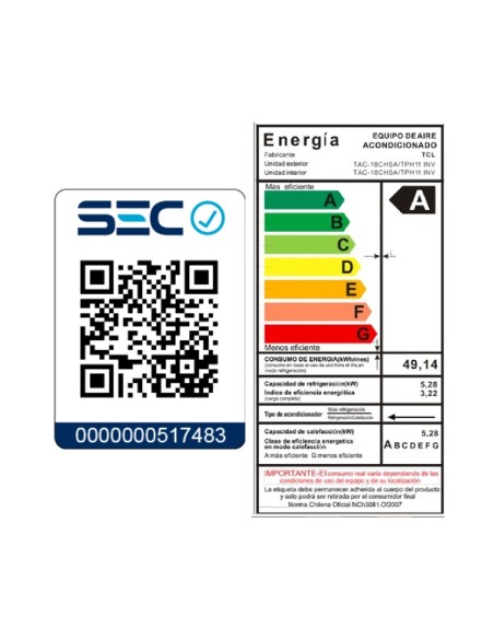 Aire Acondicionado Inverter TCL BreezeIN 18000 BTU WIFI