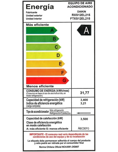 Aire acondicionado Frío-Calor Daikin Inverter 12.000 BTU wifi