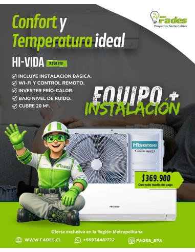 Aire Acondicionado Hisense Hi Vida 9.000 + instalación